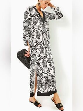 NWT Lilly Pulitzer Irella Maxi Caftan Dress Coconut Pineapple Princess Size 0